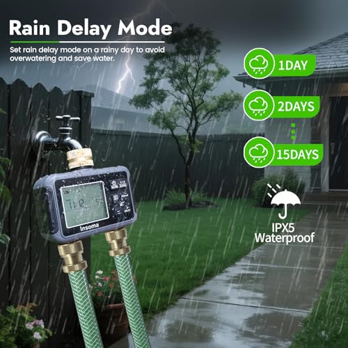 Water Timer with Brass Inlet (Black / 2 Outlets)