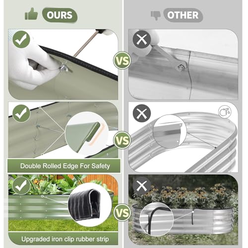 Galvanized Raised Garden Bed Outdoor (Green / 8x2x1ft)
