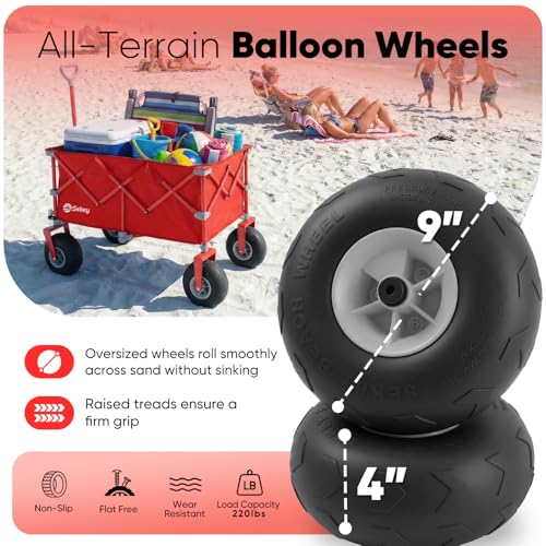Heavy Duty Beach Wagon with 9" Big Sand (Red)