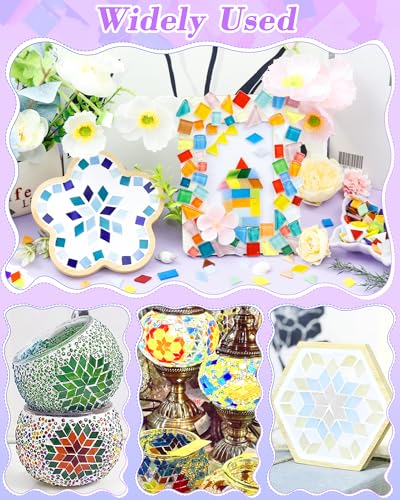 260g Glass Mosaic Tiles for Crafts (300 Count)