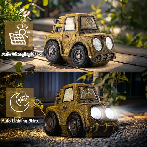 Solar Car Statue Outdoor Garden Decor (Truck)
