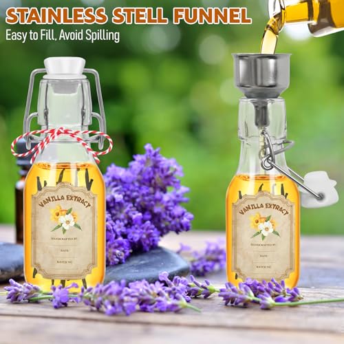 20 Pack Swing Top Glass Vanilla Extract Bottles 4 oz with Lids (Round-4oz-20pcs)