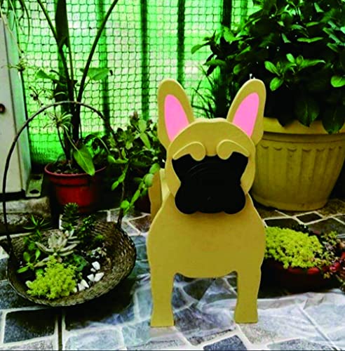 Sweet Lovely Dog Planter Animal Decor Pots Cute Dog Cartoon Shaped Flower Pot Wooden Planter for Indoor Office Outdoor Home Garden Decoration Gift