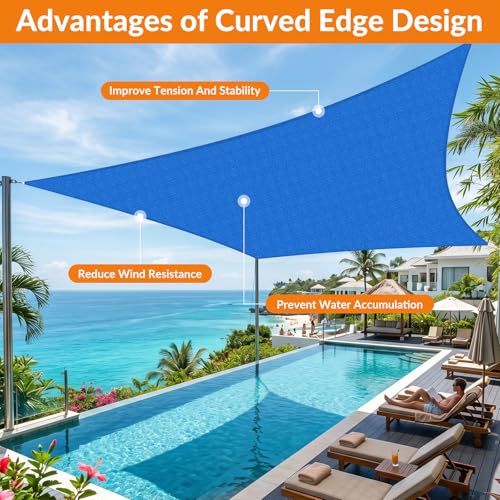 26'X26' Sun Shade Sail Blue Curved Square Customizable (Blue / 26'X26' custom)