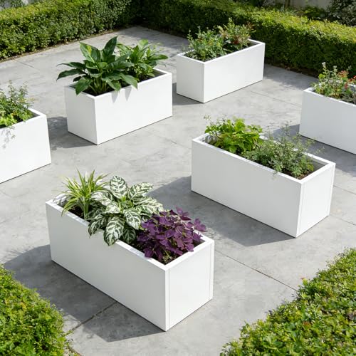 Metal Rectangular Planter 36" L x 15" W x 15" H (White / 36" L x 15" W x 15" H)