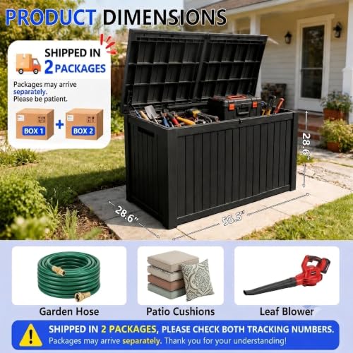 200 Gallon Deck Boxes Outdoor Waterproof (BLACK / 200 GAL NEW)