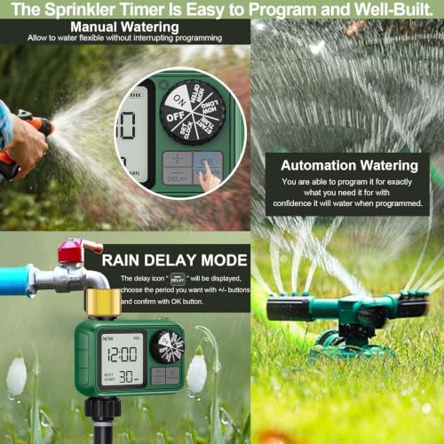 2 Pack Water Timer for Outdoor Garden Hose (1 Brass Outlet-2 Pack)