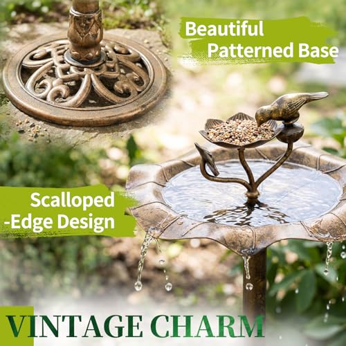 Pedestal Bird Bath (Copper Floral)
