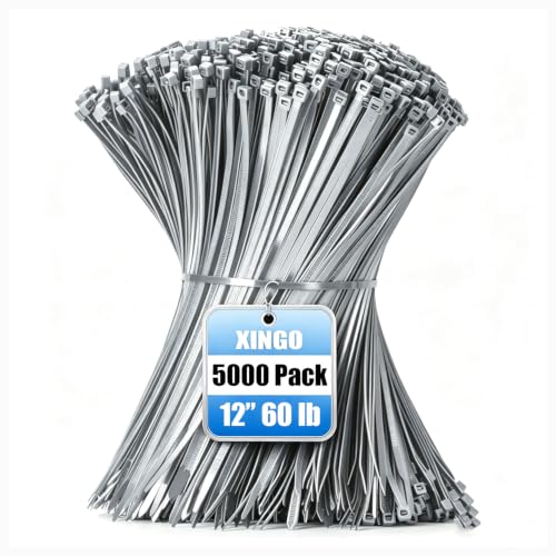 5000 PCS Silver Zip Ties 12 Inch (12 Inch(60 lbs, 5000 pcs) / Silver)