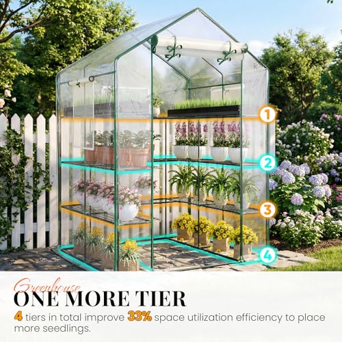 Premium Greenhouse for Outdoors (Clear / 56x56x78")