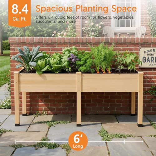 72"x24"x30" Raised Garden Bed with Legs (Wood / 72×24×30 In -Regular)