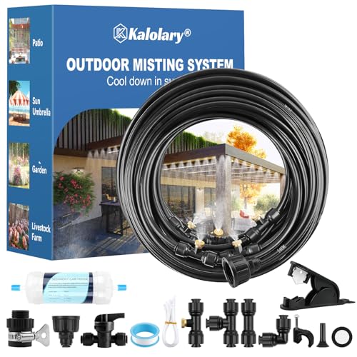 100FT Misters for Outside Patio with 30 Brass Mist Nozzles (100FT-Black)