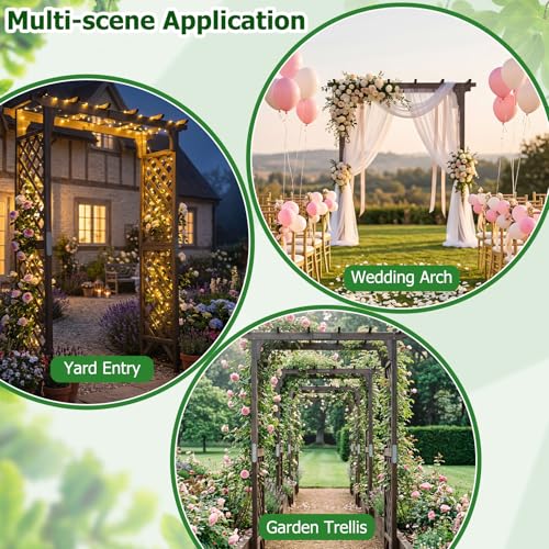 85" Wooden Garden Arch Trellis (60"W x 85"H / Dark Brown)