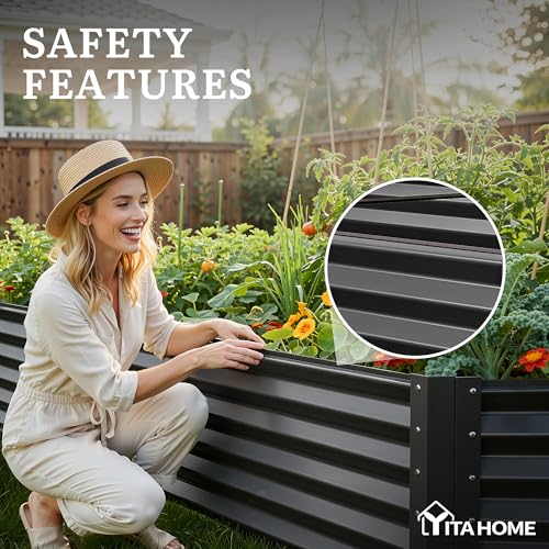 2pcs 8x4x1.5ft Galvanized Raised Garden Bed (8x4x1.5ft 2pcs / Black)