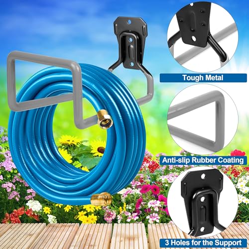 2PCS Water Hose Holder Wall Mount Metal Hose Hanger Garden Hose Rack (2 Count)