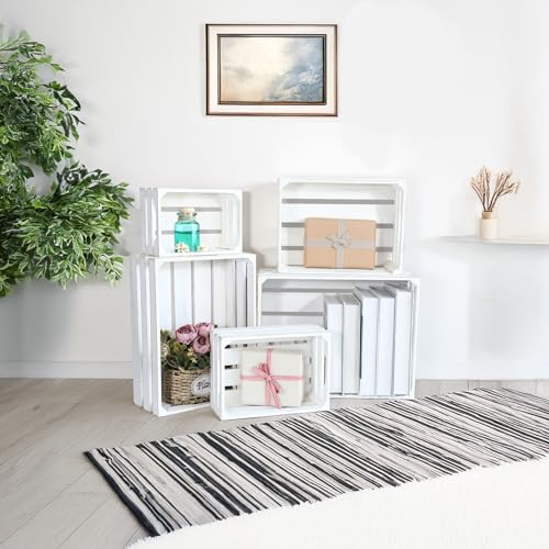 Large Wooden Crates (Whitewashed-5PCS)
