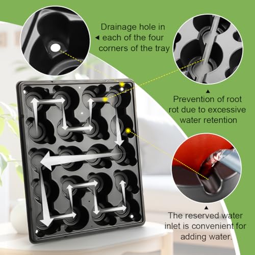 3.15 Inch Peat Pots 200 Pcs with 10 Pack 20 Cell Seed Starter Trays (Black / 3.15 Inch Peat Pots 200 Pack with 10 Pack Trays)