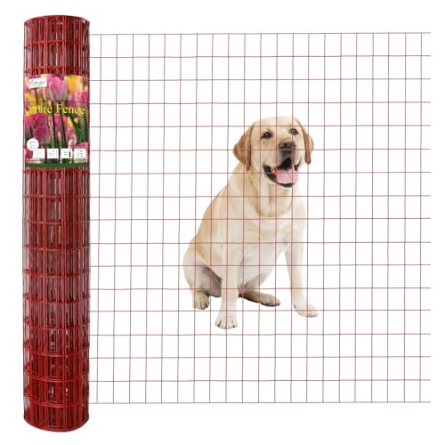 Red PVC Coated Welded Wire Fence 48" x 50' Roll (Red / 2''x3'' 16GA 48''x50')