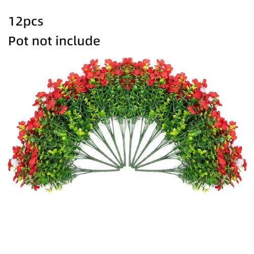 Artificial Flowers for Outdoor Indoor Garden Home Decoration (Red)