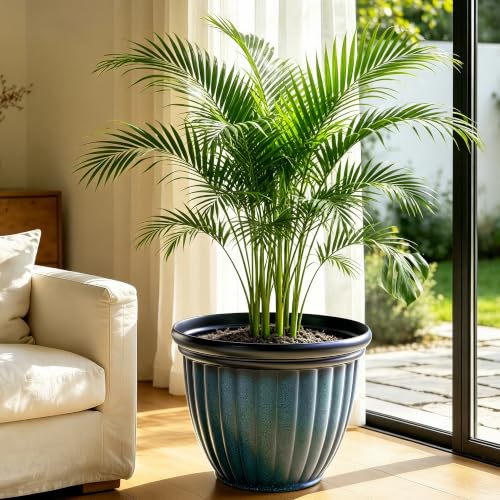 15" Large Flower Pots Set of 2 Plastic Planters for Outdoor Plants