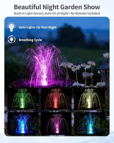 8W Solar Fountain Pump with 3200mAh Battery Backup & LED Lights (8W Fountain with LED Light)