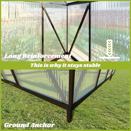 6x4FT Outdoor Polycarbonate Greenhouse with Roof Vent (Dark Gray / 6×4FT)