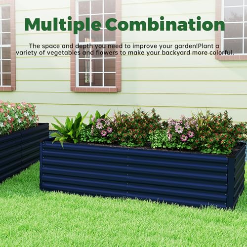 8x4x2ft Outdoor Metal Raised Garden Bed (Blue / 8x4x2 FT-1PC)