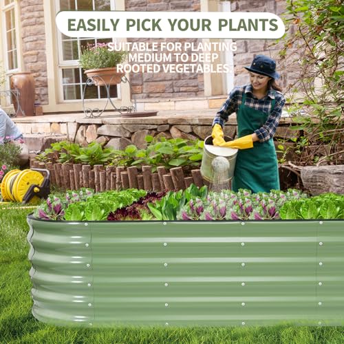 Galvanized Raised Garden Bed Outdoor (Green / 8x2x1.4ft)