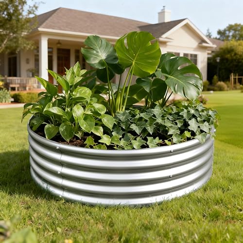 3PCS 4x4x1FT Galvanized Metal Raised Garden Bed (Silver / 4x4x1(3PCS))