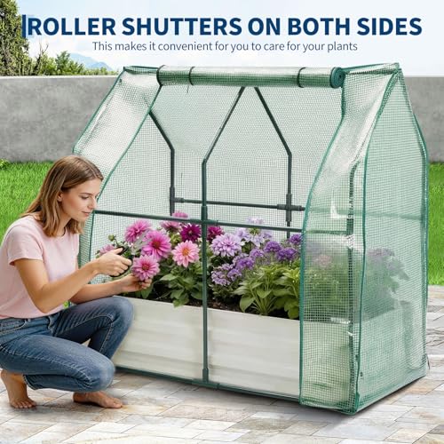 4x2x1 FT Raised Garden Bed with PE Cover & Self (Beige W/ Pe Cover / 4x2x1 ft)