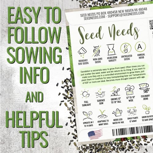 Garnet Stem Dandelion Seeds to Plant Heirloom & Non (5 Packs)