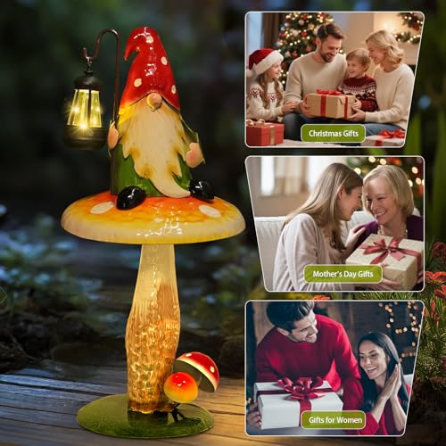 Solar Garden Gnomes Outdoor Statue (16.5 INCH / Red&green&yellow)