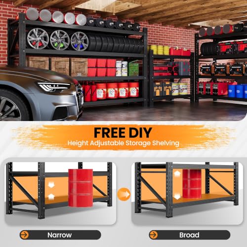60” Wide Heavy Duty Metal Garage Shelving (Matte Black / 60"Wx24"Dx70" H)