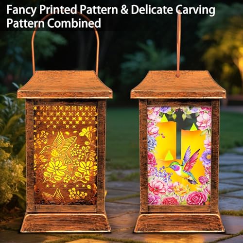 2 Pack Hummingbird Solar Lanterns Outdoor Hanging Lanterns (Hummingbird)