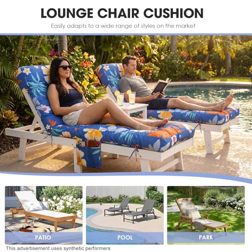Outdoor Chaise Lounge Chair Cushion (Purple Tropical Flowers / 72x22.4x4.7)