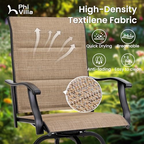 Outdoor Patio Swivel Bar Stools Set of 4 (Padded Brown / 4 Piece)