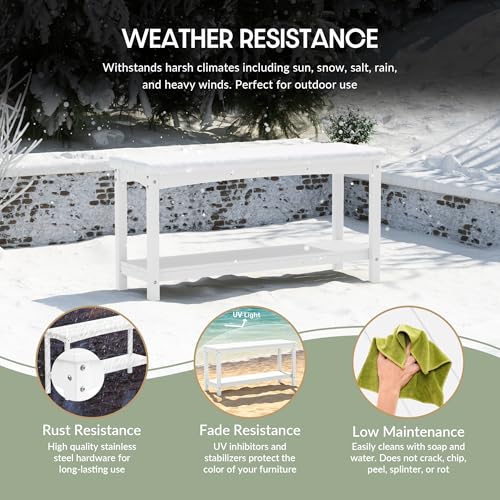 Malibu 55" Outdoor Patio HDPE Adirondack 2 (White)
