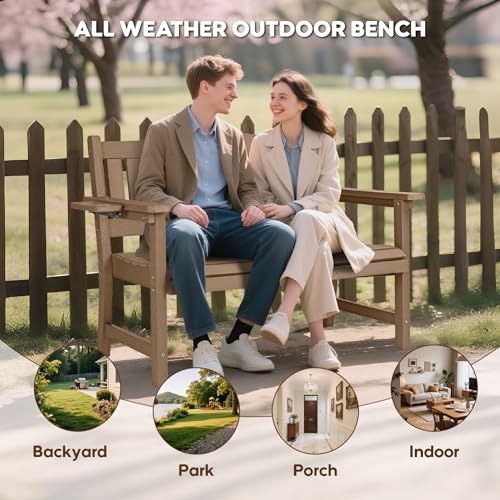 2 Person HIPS Outdoor Benches (1 Pack / Brown)