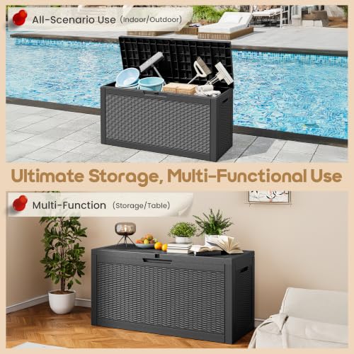 75 Gallon Outdoor Storage Box Waterproof Deck Box for Patio (Black / 75 Gallon)