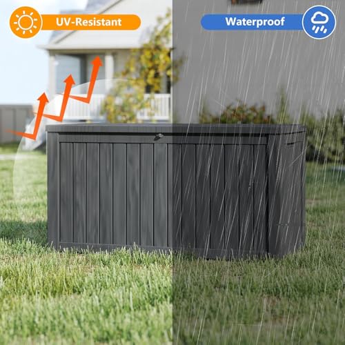 300 Gallon Deck Boxes Outdoor Waterproof (Black / 300 GAL)