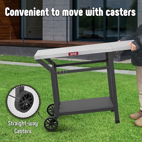 43" Lx20 W Grill Table with Folding Side Table & Undershelf
