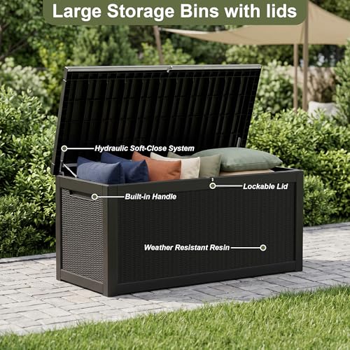 325 Gallon Outdoor Storage Box Waterproof (Black / 325 Gallon)
