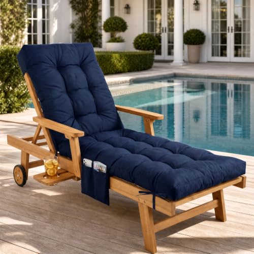 Outdoor Chaise Lounge Chair Cushion (Navy Blue / 72x22.4x4.7)