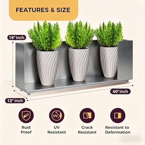 Corten Steel Style Planter Box 40Wx12Dx16H (40Wx12Dx16H / Rust)