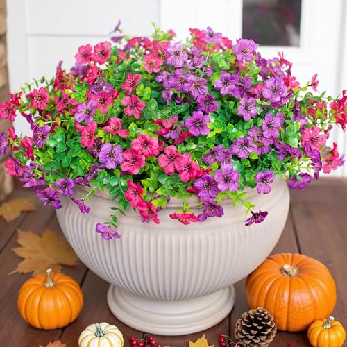 Artificial Flowers for Outdoor Indoor Garden Home Decoration (Purple Pink)