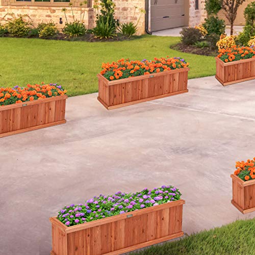Raised Garden Bed Flower or Vegetable Planter Window Mounted Plant Box for Garden (Orange / 40"x12"x12")