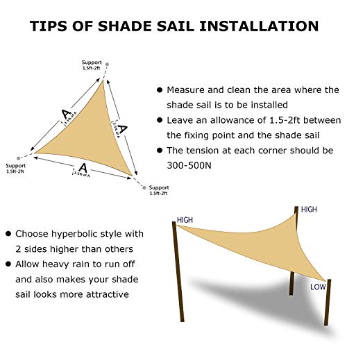 12'X12'X17' Sun Shade Sail Sand Curved Triangle (Sand / 12'X12'X17'custom)