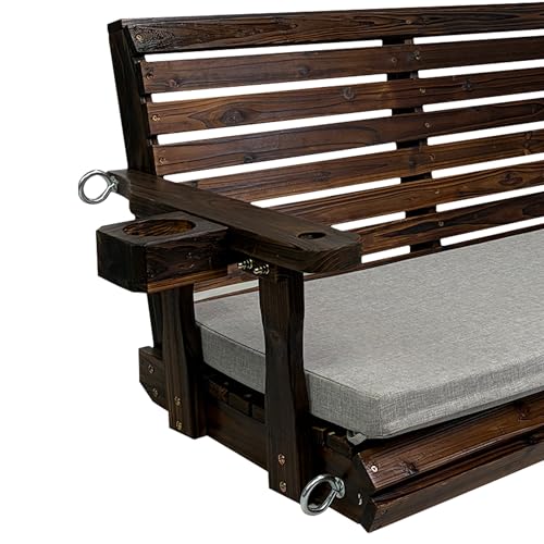 Wooden Porch Swing (Deep Brown / 5.5 FT Extra Large)