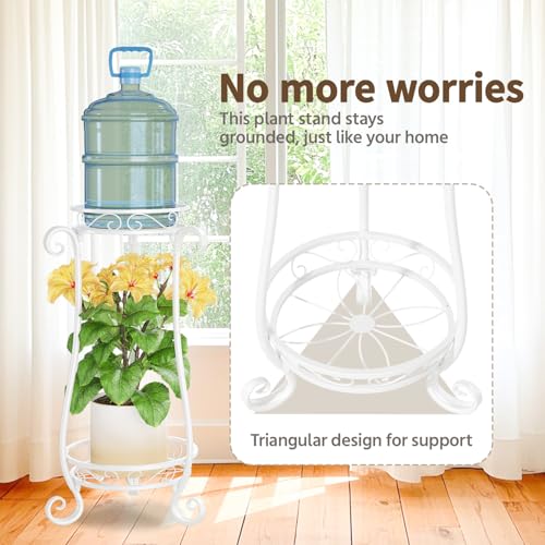 Metal Corner Plant Flower Stand Tall Indoor Outdoor (Bright White / 2 Tier)