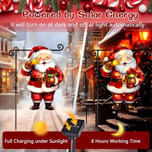 28x40 Solar Christmas Santa Garden Flag (Santa-White-28x40 / 28×40inch)